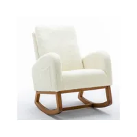 fauteuil à bascule pour chambre d'enfant moderne du milieu du siècle, blanc crème, 69x94x101cm