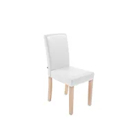 chaise de salle à manger ina similicuir avec pieds en bois , blanc /nature