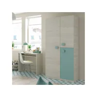 armoire 3 portes battantes bois blanchi-vert - monterey - l 90 x l 52 x h 200 cm