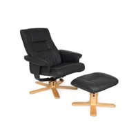 fauteuil de relaxation lounge détente tv avec tabouret noir pied beige helloshop26 08_0000485