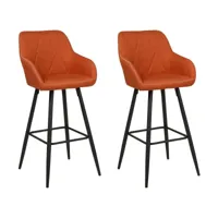 lot de 2 chaises de bar orange darien 413442