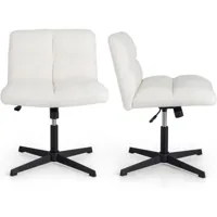 giantex chaise de bureau ergonomique réglable en hauteur avec fonction bascule, imitation peau d'agneau avec rembourrage doux, assise de 64 x 48 cm et pieds croisés, beige