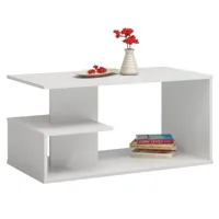 table basse salon moderne, couleur : blanc, d : h : 45 cm, l : 60 cm, p : 90 cm , table salon,