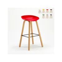 tabouret de bar café cuisine et salon chaise effet bois towerwood - rouge superstool