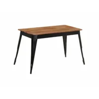table de salon salle à manger design bois d'acacia et acier 120 cm helloshop26 0902306