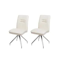 lot de 2 chaises de salle à manger hwc-h70, chaise de cuisine tissutextile inox brossé ~ crème-beige