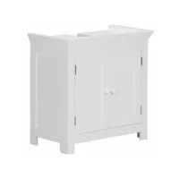 finebuy évier armoire avec deux portes bois blanche 57 x 55,5 x 30 cm  meuble vasque a poser salle de bain  cabinet vanity design blanc debout  meuble vasque style maison de campagne