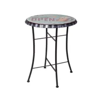 table haute, table de bar ronde en métal multicolore - diamètre 60 x hauteur 75 cm
