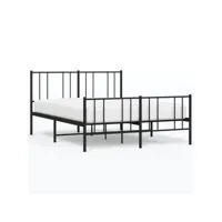 moderne structure de lit métal avec tête de lit/pied de lit noir 140x200 cm deco699148