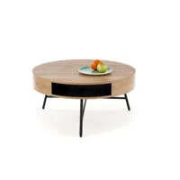 camilt - table basse style industriel salon - 80x80x41 cm - 1 tablette - marron
