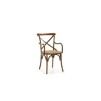 fauteuil bois rotin marron 50x43x90cm - bois-rotin - décoration d'autrefois
