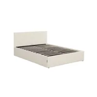 cadre de lit edgar avec coffre de rangement et tête de lit en tissu bouclette - blanc - 140 x 190 cm