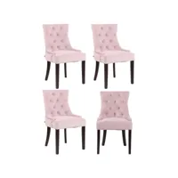 lot de 4 chaises de salle à manger aberdeen en velours piètement en bois d'hévéa , rose/antique