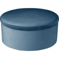 tabouret coffre en velours tess - h. 44 cm - bleu foncé