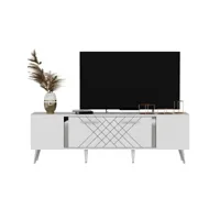 meuble tv bourgogne 150cm blanc et argent