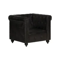fauteuil chesterfield noir cuir véritable
