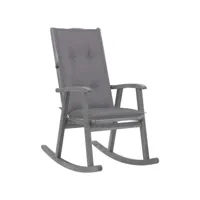chaise à bascule fauteuil à bascule  fauteuil de relaxation avec coussins gris bois d'acacia massif meuble pro frco24380