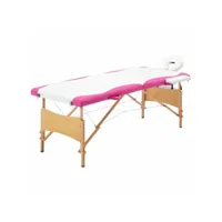 table de massage pliable 2 zones bois blanc et rose helloshop26 02_0001811