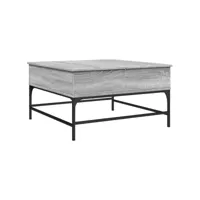 table de salon sonoma gris 80x80x45 cm bois d'ingénierie et métal