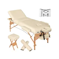 tectake set de tables de massage portable pliante à 3 zones tabourets, rouleaux de positionnement et sac de transport compris 400187