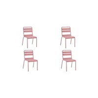 lot de 4 chaises de jardin - acier - rose ironch4rz