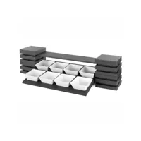 kit présentoir buffet cubic® 2 niveaux avec 8 bols carrés - pujadas -  - dm laquée et mélamine