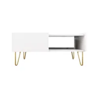 cali - table basse - effet marbre - 97 cm - best mobilier - blanc et doré