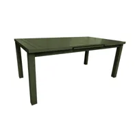 table rectangulaire extensible santorin 8-10 personnes en aluminium finition uni kaki avec 10 fauteuils - jardiline