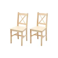 2x chaise de salle à manger hwc-f77, style rustique-cottage, en bois massif ~ bois de pin finition lasure