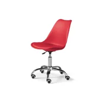 chaise de bureau en polypropylène avec assise en cuir écologique avec base en métal carla rouge