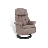 fauteuil de relaxation design avec pouf intégré -  cosy - microfibre marron