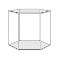 table de salon argenté 60x53x50 cm acier inoxydable et verre