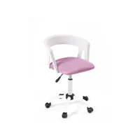 chaise bureau à roulettes, hauteur réglable aya (blanc rose)
