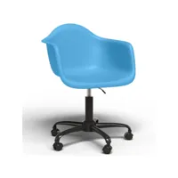 chaise de bureau avec accoudoirs - chaise de bureau avec roulettes - structure noire weston bleu