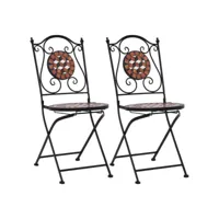 lot de 2 chaises de bistro mosaïque chaises de jardin  marron céramique meuble pro frco38627