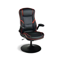 giantex chaise gaming à bascule réglable en hauteur, siège gamer dossier de 90° à 118°, fauteuil de bureau cuir pvc et accoudoirs rabattables pour les jeux et le travail