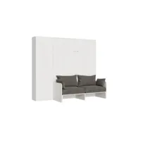 armoire lit escamotable vertical 160 kentaro sofa avec colonne frêne blanc - alessia 20