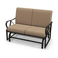 giantex fauteuil à bascule de patio avec coussins d'assise et de dossier-accoudoirs stables-structure métallique 124,5 x 73 x 89 cm