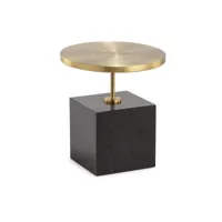 table d'appoint thai natura noir doré métal fer granite 45 x 45 x 49 cm