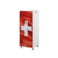 caisson de bureau blanc à roulettes 108 cm - coloris: drapeau suisse 650 orga110blb650