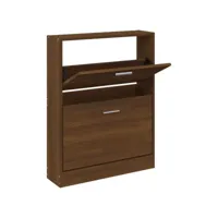 moderne armoire à chaussures chêne marron 59x17x81 cm bois d'ingénierie - meuble étagère à chaussures