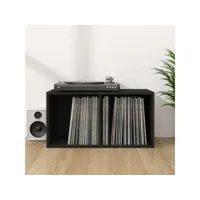 boîte de rangement de vinyles noir 71x34x36cm bois d'ingénierie