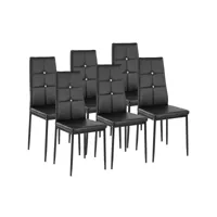 tectake lot de 6 chaises avec strass - noir 402541
