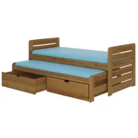 lit gigogne bois oak 2 couchages 90x200 avec 2 coffres de rangement balina