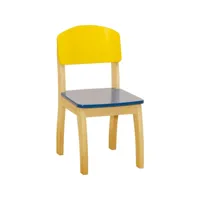 roba chaise enfant en bois - hauteur d'assise 31 -5 cm - jaune /bleu