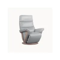 fauteuil de relaxation électrique cuir gris clair - fruity - l 81 x l 89 x h 113 cm - neuf