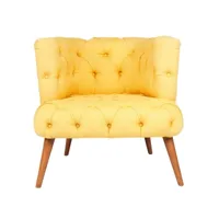 fauteuil style chesterfield tissu jaune wester 75 cm