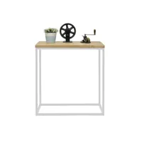table d'entree-console icub industriel vintage 35x70x82h cm 30mm blanc ccvi357080-30 bl-ev