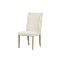 chaise capitone en lin beige 55x63x101 cm