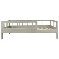lit d'enfant en bois naturel style scandinave 160x80cm avec barrières : confort et sécurité réunis - gris